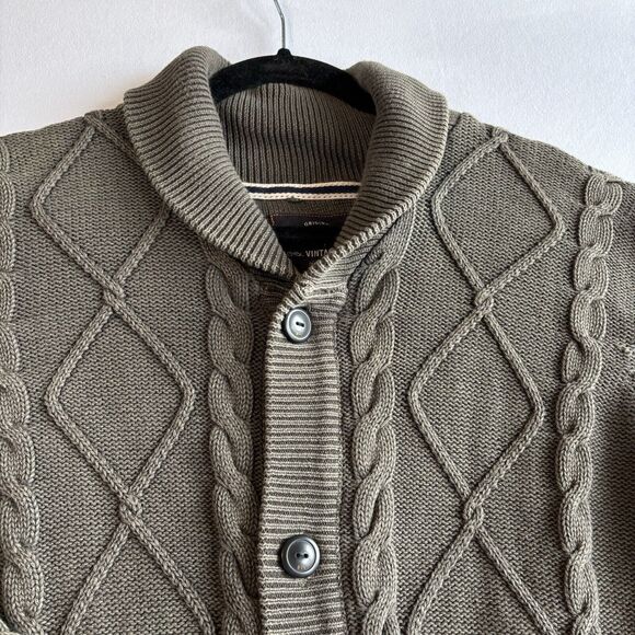 Men’s Cardigan Original Weatherproof Vintage Gray Cotton Grandpa Sweater Size M - Picture 2 of 11